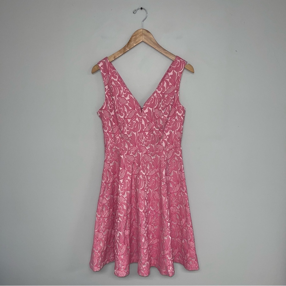Maeve Anthropologie‎ Claribel Dress Women’s Size 4 Pink Jacquard Fit & Flare - Picture 3 of 16